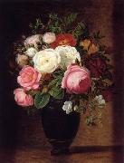 unknow artist, Floral, beautiful classical still life of flowers.039